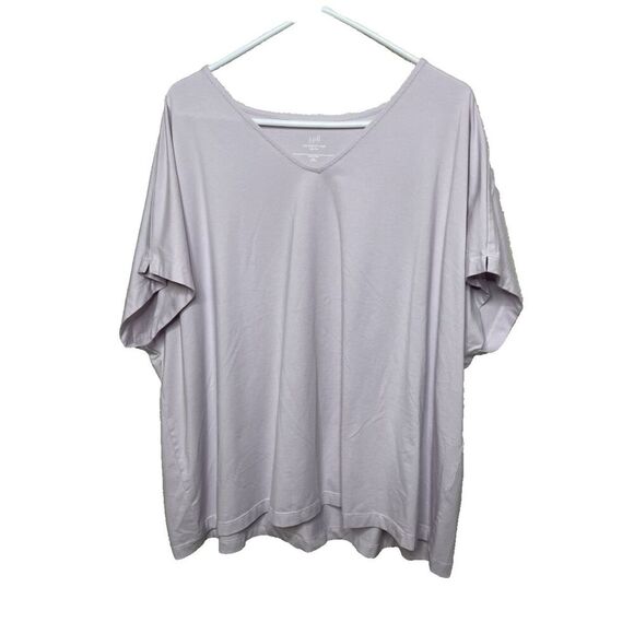 J.Jill Plus Size 3X Luxe SuPima Cotton V-Neck Easy Tee Shirt SS Lavender #6 - Picture 1 of 6